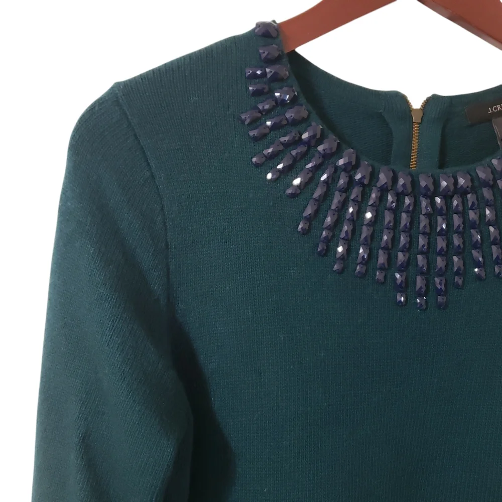 J.‎ Crew Womens Jeweled Starburst Sweater Green Sz Small